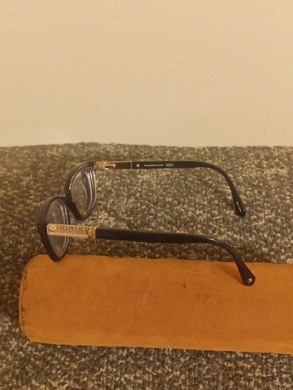 Kate Spade Hazen Black Cat-Eye Eyeglasses with Gold Temples Frames